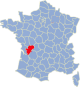 kaartje met departement Charente