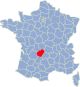 kaartje met departement Corrèze