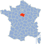 kaartje met departement Loiret