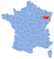 kaartje met departement Vosges (Vogezen)